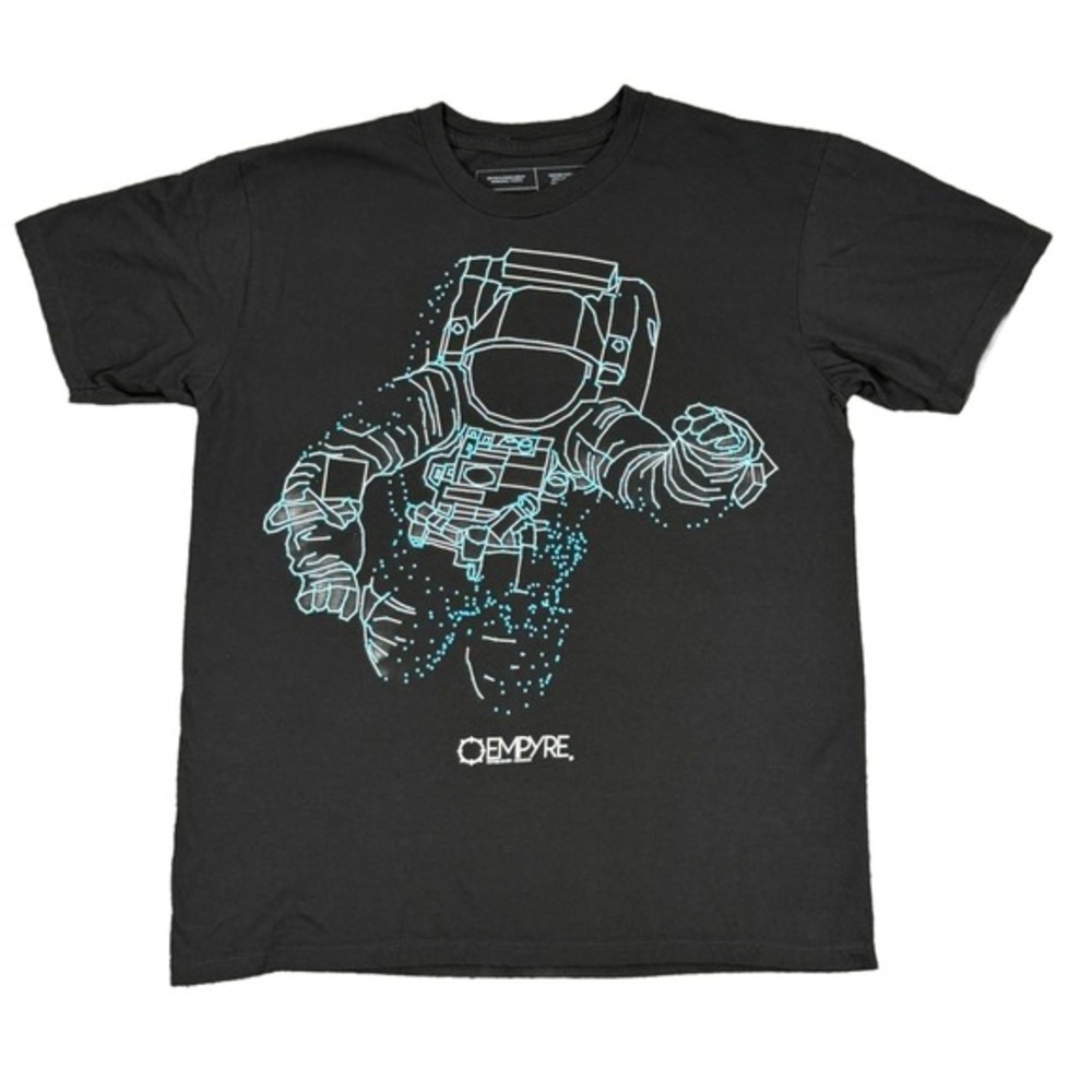 Y2K Empyre Men's Medium Black T-Shirt Astronaut Space Suit Graphic Cotton Casual